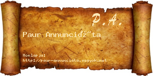 Paur Annunciáta névjegykártya